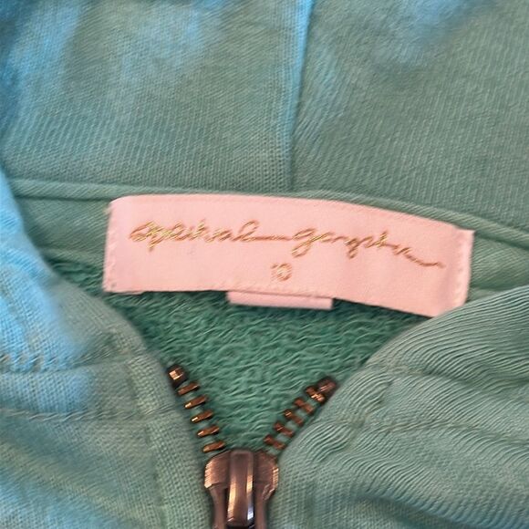 Spiritual Gangster Girls Teal Grateful Sunshine Zip-up Hoodie - Size 10 - Picture 5 of 8